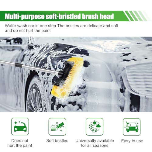 ZIMISI 59" Car Wash Brush with Long Handle, No Scratch Soft Bristle Cleaning Brush, Extendable Windshield Cleaner Tool, Car Cleaning Kit for Boat, RV, Truck, House Siding, Solar Panel (Yellow) - color: Yellow