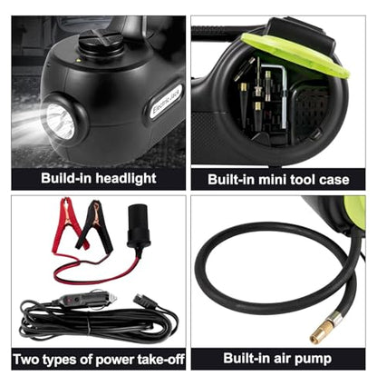 Electric Car Jack 5 Ton Hydraulic, Impact Wrench Kit - LED Lift Jack for Trucks & Sedans, 135-360mm Range, Car Repair Tool