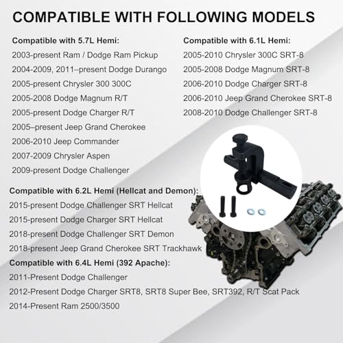 POW352003 Valve Spring Compressor Tool Compatible with Dodge R. HEMI 2500 3500 5.7L 6.1L 6.2L 6.4L
