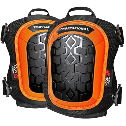 Knee Pads for Men Construction Knee Pads for Work with Heavy Duty Anti-Slip Cap Work Knee Pads Reinforced Adjustable Straps with Rivets and Hang Loops Soft Foam Gel Cushion for Construction,Welding,Flooring,Roofing, Orange - color: Orange