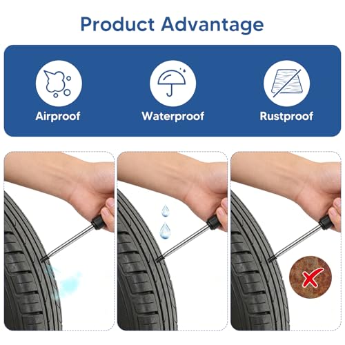 60pcs Tire Repair Screws Kit with Pliers and Screwdriver, Vacuum Rubber Nails Self-Service Flat Tire Plug Kit for Tubeless Car, Truck, Motorcycle, ATV, Tractor Puncture Emergency Repair