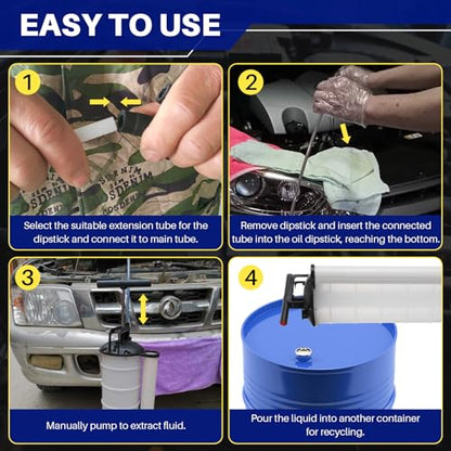 DASBET 9L Fluid Extractor Manual Oil Changer Vacuum | Hand Operated Engine Oil Change Fluid Extractor Hand Pump Tank Remover - size: 9L