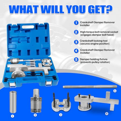 Professional Timing Tool Kit for Jaguar & Land Rover 3.0L V6 / 5.0L V8 Supercharged Engines (2010+ My) - Includes Camshaft Lock, Crankshaft Pulley Puller & Installer, Fuel Injector Puller
