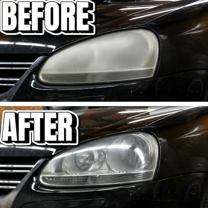 Flitz Car Headlight Restoration Kit - USA-Made Headlight Cleaner and Restorer Kit - Includes 1.7oz Polish, 1.7oz Sealant, 3" Buff Ball, and Scuff Pad - Removes Scratches & Yellowing on Automotive Lens