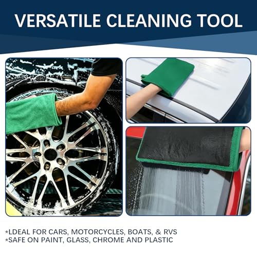 2PCS Clay Mitt Auto Detailing, Mitt Finish for Car Detailing, Microfiber Clays Towel for Car Cleaning and Polishing, Medium Grade Clay Bar Glove for Painted Surface, Glass, Plastic (Green) - color: Green