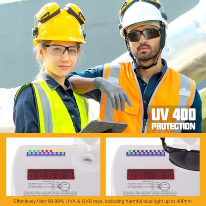 OXG 6 Pack Anti-Fog Safety Glasses, ANSI Z87+ Impact & Scratch Resistant Protective Eyewear for Work, Lab, Construction - color: Grey With Straps