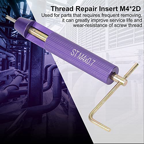 50pcs Thread Repair Kit, M4 x 0.7 Stainless Steel Wire Thread Insert Combination Tool Set for Restoring Damaged Wires in Steel M4 x 2D