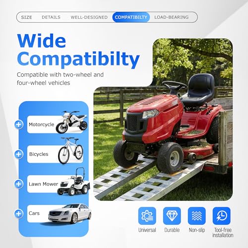 ALMULOO 60" x 15" Aluminum Trailer Ramps 6800 LBS Motorcycle ATV Loading | Ramps Truck Heavy Duty Hook End & Knife Foot