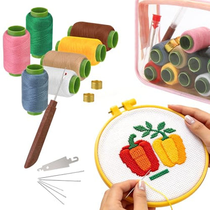 Zarique 42 Pack Sewing Tool Set with Steel Needles, Thread, Thimbles & More - Complete Portable Hand Repair Tool Set for DIY Crafting, Embroidery & Quick Fixes