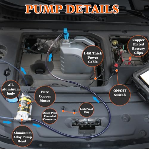 12V 100W Oil Extractor Pump Kit, 1-4L/min High Flow Oil Change Pump for Engine Gear Transmission Oil, Lightweight Compact Design, Easy to Use for Home DIY, Outdoor Maintenance or Small Repair Shops