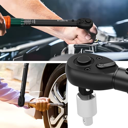 3/8 inch Drive Click Torque Wrench, 10-120 Ft-lb, ±3% Accuracy | 72-Tooth, Dual Direction Reversible Ratchet, Quick Release, for Motorcycle, Car, Spark plugs, Brake & Lug nuts - size: 10-120 ft.lb（3/8-Inch）