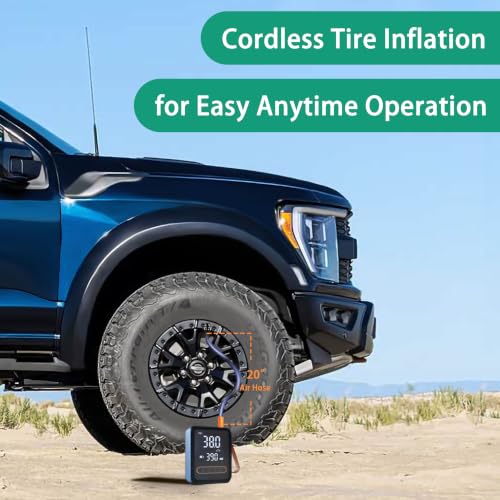 Tire Inflator Portable Air Compressor, 150PSI Heavy Duty Dual Cylinder Air Pump, 12V DC 13FT Extra Long Power Cable & Cordless Car Tire Pump, Digital Pressure Gauge, LED Light, Auto Shut-Off