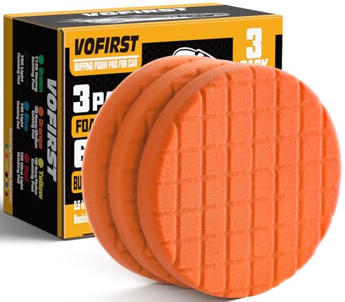 Buffing Pads 6.5 Inch, 3Pcs Orange Heavy Medium Cut Foam Polishing Pads for Car Detailing Polishing - color: Orange, size: 6.5 - Inch