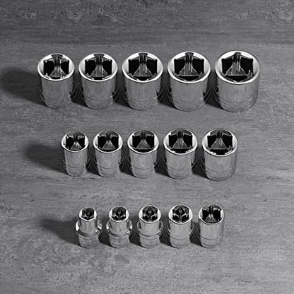 Olsa Tools SAE Shallow Socket Set - 1/2-Inch Drive, 18pc - 6-Point Chrome Sockets 3/8" to 1-1/4" and No Skipped Sizes - Mechanic Shallow SAE Socket Set - Professional Grade Sockets - Part: 1324 - color: Sae Shallow, size: 15pc, 1/2-Inch Drive