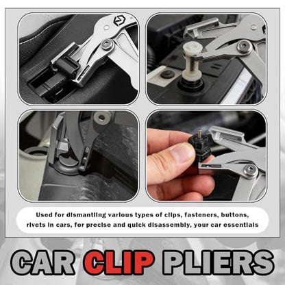 Spring-Loaded Car Clip Pliers with 8mm Rivets,Stainless Steel Panel Clip Removal Pliers for Car Door Panels,Trims,Fasteners,Rivets,Labor-Saving Cars Clips Remover Tool - color: Red with Parts