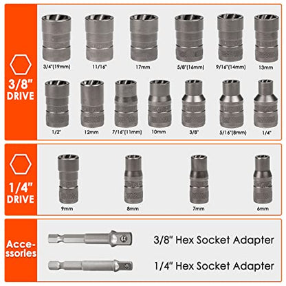 THINKWORK Broken Bolt Extractor Kit, 54 Pieces Easy Out Screw Extractor Set, Lug Nut Removal Tool with Left Hand Drill Bit Set for Removing Damaged, Frozen, Rusted, Rounded-Off Bolts, Nuts & Screws | for Damaged, Rusted, Rounded-Off, Stripped Fasteners, 6
