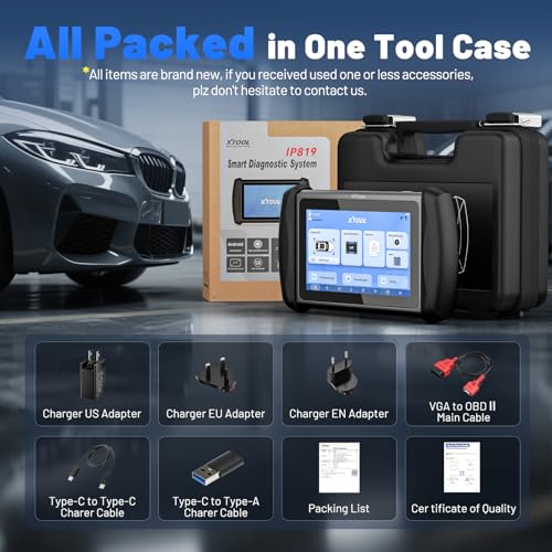 XTOOL IP819 V2.0 Bidirectional Scan Tool, AI Assisted Car Scanner Diagnostic Tool with 39+ Resets, Full System, FCA, CAN FD/DOIP, EPB/ABS/Throttle/Crank Sensor Relearn, 3-Year Free Updates