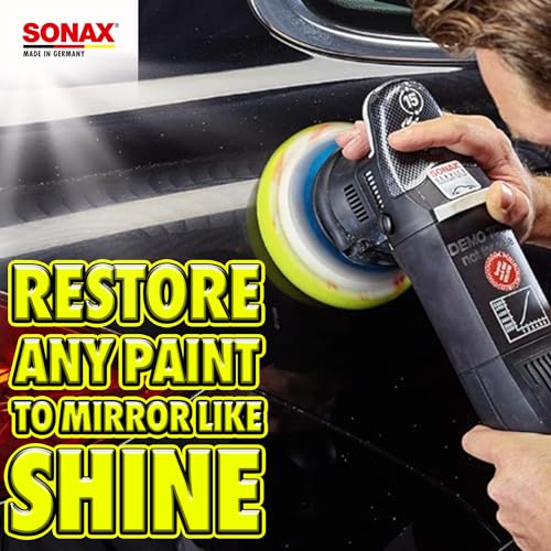 SONAX Yellow Dual Action Polishing Pad | Medium Cut Foam Pad for Swirl Removal & Paint Refinement | Ventilated Design Prevents Overheating | Durable Hook & Loop Backing | 493500 | 6.5 Inch