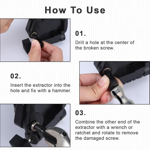 10 Pcs Hex Broken Bolt Extractor Kit Easy Out Stripped Screw Extractor | Damaged Screw Removal Tool Stud Extractor Screw Remover and Extractor for Removing Screw With Stripped Head