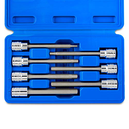 Neiko 10076A 3/8-Inch Drive Extra Long Allen Hex Bit Socket Set, Metric, 3 mm - 10 mm | S2 and Cr-V Steel, 7-Piece Set - style: Metric
