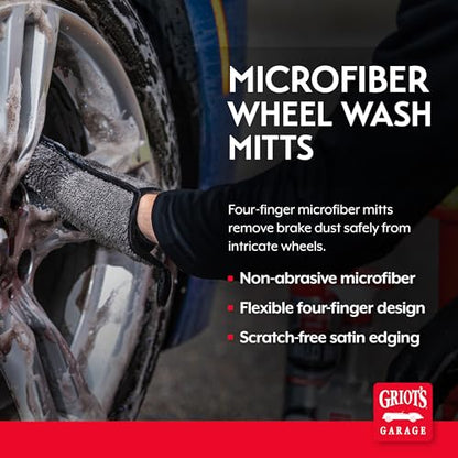 Griot's Garage Microfiber Wheel Wash Mitts, Scratch-Free Cleaning for All Wheel Surfaces, 11820, Set of 2