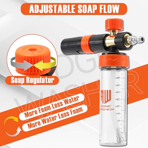 RIDGE WASHER Power Washer Gun Mini Foam Cannon with Dual Connector, 200 ML | No Dilution Required, Stainless Steel Gun for Foam Blaster, 1/4" Quick Connect, 4000 PSI - size: 200 ML
