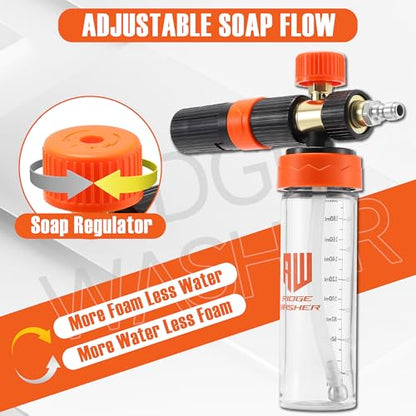 RIDGE WASHER Power Washer Gun Mini Foam Cannon with Dual Connector, 200 ML | No Dilution Required, Stainless Steel Gun for Foam Blaster, 1/4" Quick Connect, 4000 PSI - size: 200 ML