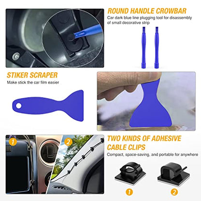 GOOACC 200Pcs Trim Removal Tool, Auto Push Pin Bumper Retainer Clip Set Fastener Terminal Remover Tool Adhesive Cable Clips Round Handle Crowbar Removal Kit Car Panel Radio Removal Auto Clip Pliers - color: 200Pcs Clips Removal Kit Blue