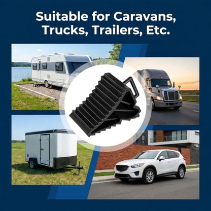 4 Pack Wheel Chocks, Tire Chocks for RV Trailer Camper Car Truck | Rubber Tire Stopper Wheel Block Stopper with Handles for Tire, Strong RV Wheels Chock RV Trailer Accessories, Black