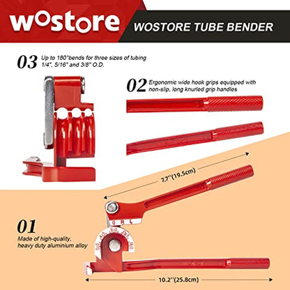 Wostore 25FT 3/16"+1/4" Brake Line Kit, Flaring Tool, Bender & 44 Fittings | Flaring tool, tube bender, 44 brass fittings. Copper-coated, rust-resistant. 3/16 & 1/4 lines for cars, trucks, motorcycles - size: Double flare kit with 3/16"&1/4" Brake Line