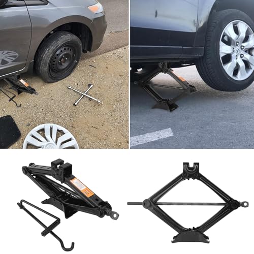 2 Set 2 Ton Scissor Jack for Car, Car Scissor Jack with Hand Crank Portable Repair Tool Rust-Resistant for auto, SUV, Trailer, Station Wagon, by GENHAKON.