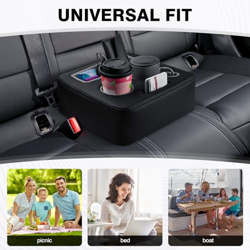 Autorder Back Seat Cup Holder for Car, Couch Cup Holder, Car Truck Boat RV Organizer, Holds Coffee Cups, Books, Phones, Remote Controls - PU Leather Black - color: Standard Version