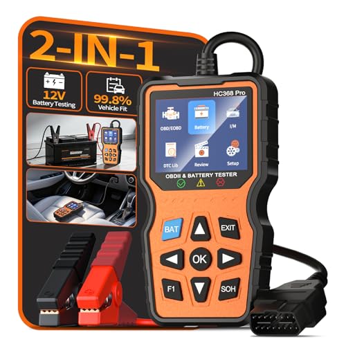 OBD2 Scanner with Battery Tester, 2-in-1 Design 1-Sec Read/Clear Check Engine Code Reader, 12V Car Battery Health & Charging System Analyzer, Universal Auto Diagnostic Tool for 1996+ Cars