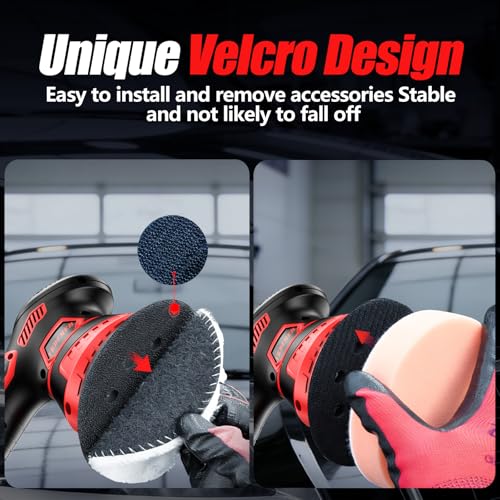 Cordless Car Buffer Polisher, 6-Speed Orbital (5500RPM) DA Polisher with 2x 21V 2000mAh Batteries, 6 Inch Lightweight Power Buffer for Car Detailing, Waxing, Polishing & Scratch Removal
