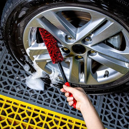 Soft Brsuh Wheel Brushes Set (3 Pack) - 3 Szie Synthetic Soft brsuhie Brush, 1x Car Detail Brush, Wheel Soft brsuhies Cleaning Brush for Car Rim Wheel Washing… - color: Red Handle