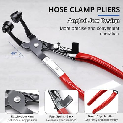 Tnisesm 370PCS 6-25mm Spring Band Hose Clamps Assortment kit with Hose Clamp Plier, Constant Tension Hose Clamps for Fuel Lines, Silicone Vacuum Hoses, Water Pipe, Low-Pressure Air Clips - size: 370Pcs-17 Sizes