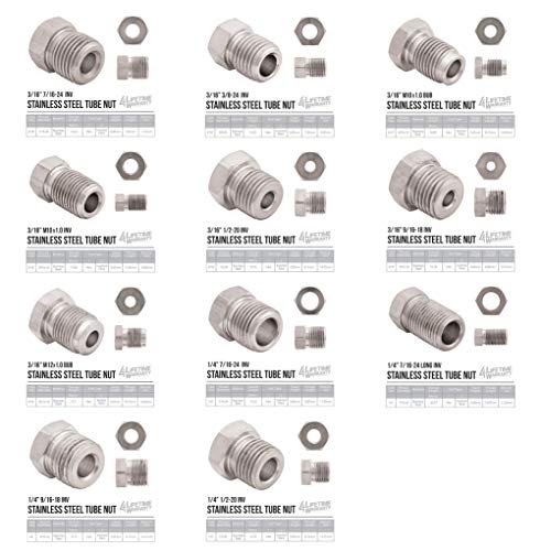 4LIFETIMELINES 25' 3/16" & 1/4" Stainless Steel Brake Line Replacement Tubing Coil & Fitting Kit, 2 Kits, Inverted Flare, SAE Thread - size: 3/16 and 1/4 x 25 Kit (2 Kits)