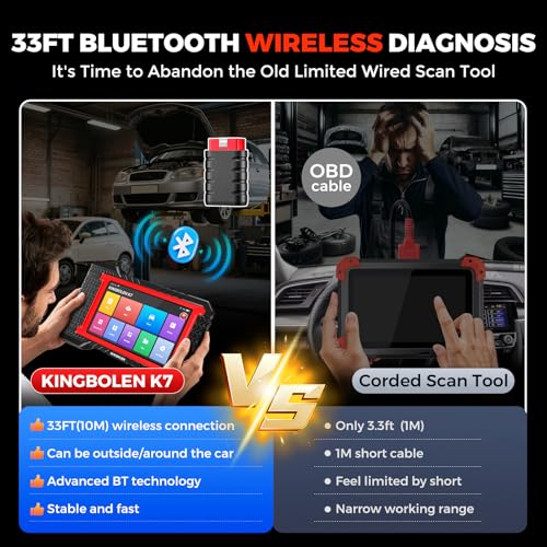 KINGBOLEN K7 Bidirectional Scan Tool 2026 OBD2 Scanner Bluetooth with Lifetime Updates, No Annual Fees, 31+ Resets, Component Matching, All System Diagnostic, CAN FD, FCA AutoAuth, Crankshaft Relearn