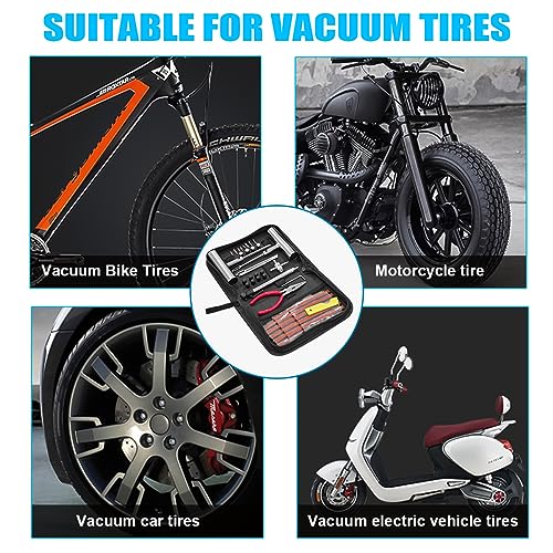 BESULEN Tire Repair Kit, 46 Pcs Heavy Duty Tire Plug Kit to Fix Punctures, Car Emergency Tool, Universal Plug Flats Patch Kit for Motorcycle, Truck, Tractor, Trailer, RV, SUV, ATV. Car Accessories