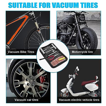 BESULEN Tire Repair Kit, 46 Pcs Heavy Duty Tire Plug Kit to Fix Punctures, Car Emergency Tool, Universal Plug Flats Patch Kit for Motorcycle, Truck, Tractor, Trailer, RV, SUV, ATV. Car Accessories