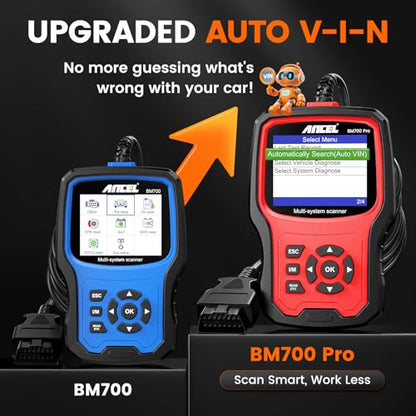 ANCEL BM700 PRO Fit for BMW Scanner - Battery Registration Tool, Code Reader for BMW/Mini/RR, Advanced OBD2 Scanner Auto V-I-N, Full System Diagnostic for BMW Scan Tool with All Reset Services (Red) - color: BM700 Pro Red