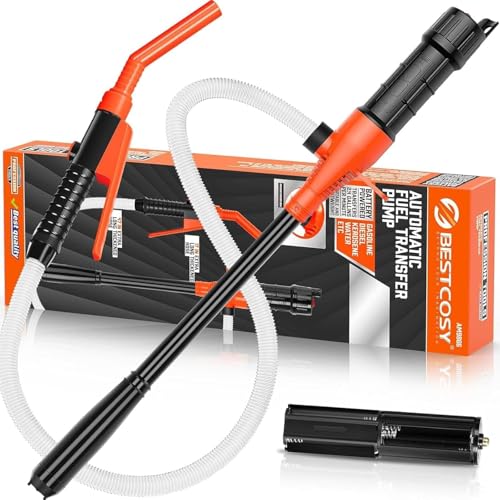 Electric Fuel Transfer Pump Siphon Pump for Gas, Fuel, Diesel, Water Transfer 2.4 GPM Flow Oil Extractor -Easy to Use Hand Fuel Pump, Multi-Use Siphon Fuel Transfer Pump（Deep Orange） - color: 1 Pack of Deep Orange