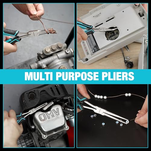DURATECH 2PCS 7" Long Reach Needle Nose Pliers Set | Long & Bent Nose Pliers, Small Needle Nose Pliers, For Jewelry Making, Wire Wrapping & Bending, Object Gripping, NARROW Space - style: 2PCS