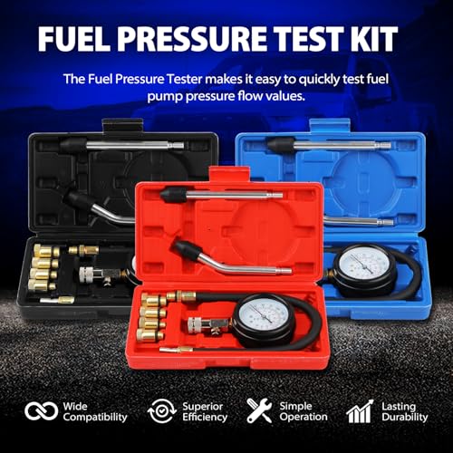 Compression Tester, 8pcs Engine Compression Tester kit Professional Petrol Gas Engine Cylinder Pressure Gauge 0-300 PSI Automotive Tool for Motorcycle Car Truck (Black) - color: 8pc-black
