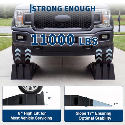 Garvee 2 Pack Low Profile Car Service Ramps, 5 t Heavy Vehicle Lift Ramps | 10000 LB Heavy Duty Vehicle Lift Ramps, 6.7" Lift Height Portable Auto Ramp for Home Garage Oil Change Maintenance Repair - size: 5T