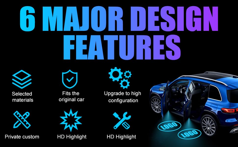 SPOBODY 2PCS Car Door Light Projector Led Car Door Projector Rechargeable HD Car Welcome Courtesy Ghost Shadow Lamp Fit for All Cars (for JEE-P) - style: for JE