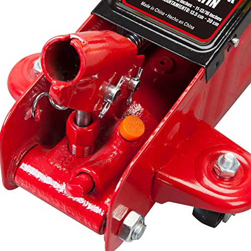 Big RED TAM820014S Torin Hydraulic Trolley Service/Floor Jack with Blow Mold Carrying Storage Case, 1.5 Ton (3,000 lb) Capacity, Red - size: 1.5 Ton (3,000 lb) with case, style: Steel