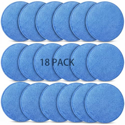 18 Pack Microfiber Wax Applicator Pads, 5 Inch Foam Car Detailing Pads for Buffing, Polishing, Tire Shine and Cleaning, Blue Microfiber Sponges