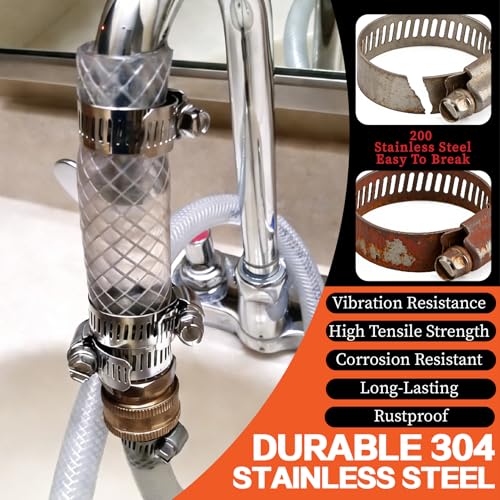 210Pcs Stainless Steel Hose Clamps Assortment Kit 1/4"to 2"(6-51mm) Adjustable Worm Gear Hose Clamps, Small Heavy Duty Hose Clamps for Automotive/Garden/Water Pipe/Sprinkler Line/Fuel Line - size: 210pcs