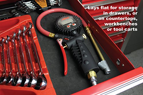 Milton Pro Digital Tire Pressure Gauge S-574D, Straight Foot Chuck, Pistol Grip Handle, Easy to Read 0.1 Display, 255 PSI Max Pressure, 15 Inch Hose, 1/4" NPT (PSI, kPa, Bar, and kg/cm2) - size: Straight Foot Chuck, style: Digital